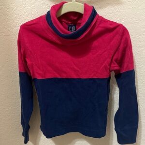 3/15$ GAP Kids Colorblock Funnel Neck Long Sleeve Top - Pink & Navy